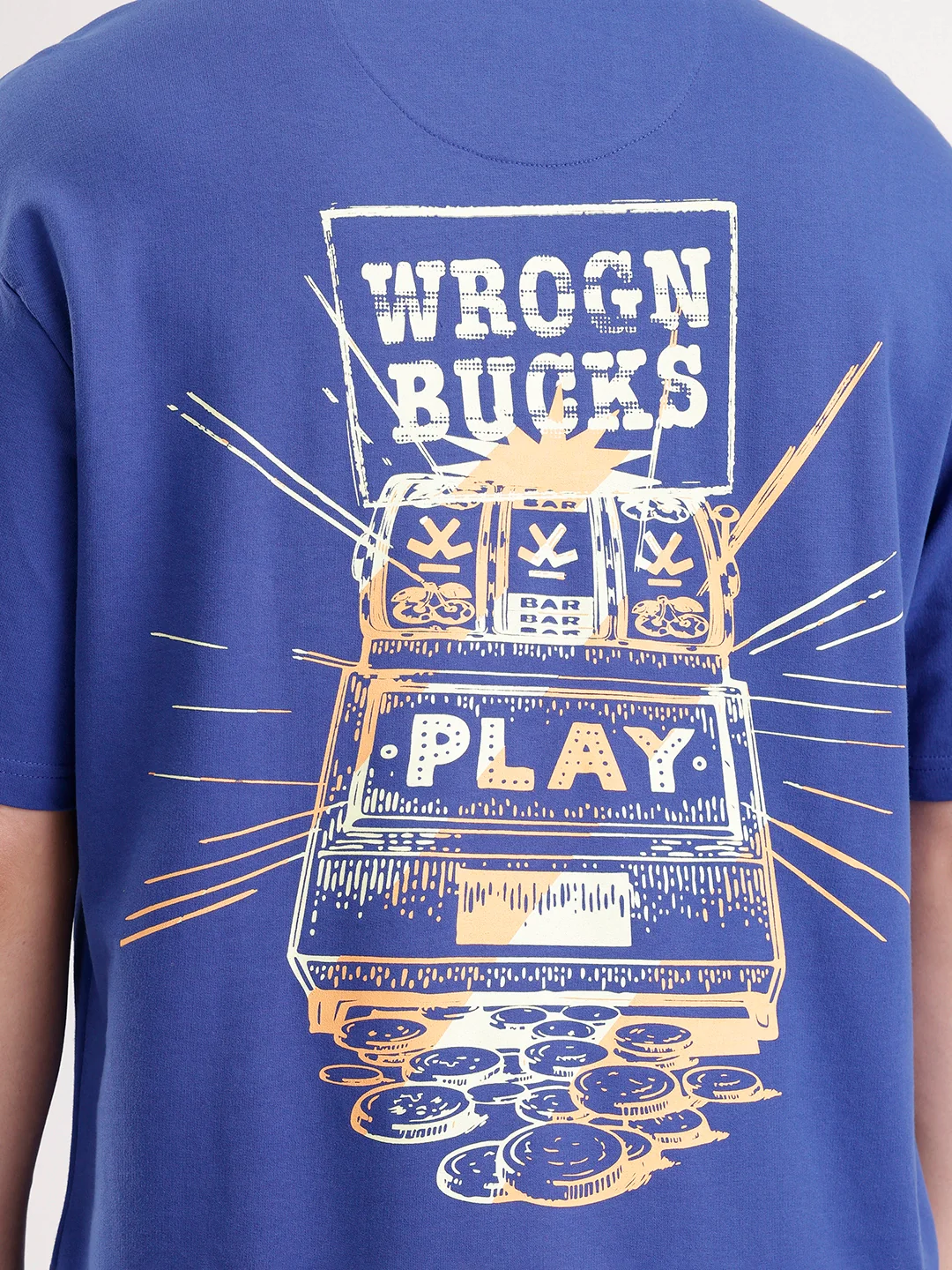 Classic Oversized Back Printed T-Shirt  | Blue - Image 5