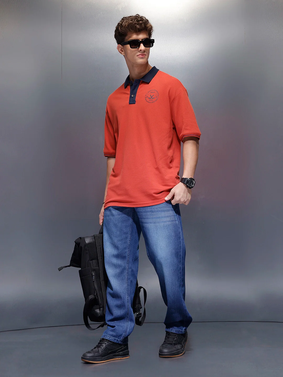 Classic Oversized Polo T-Shirt  | Rust - Image 2