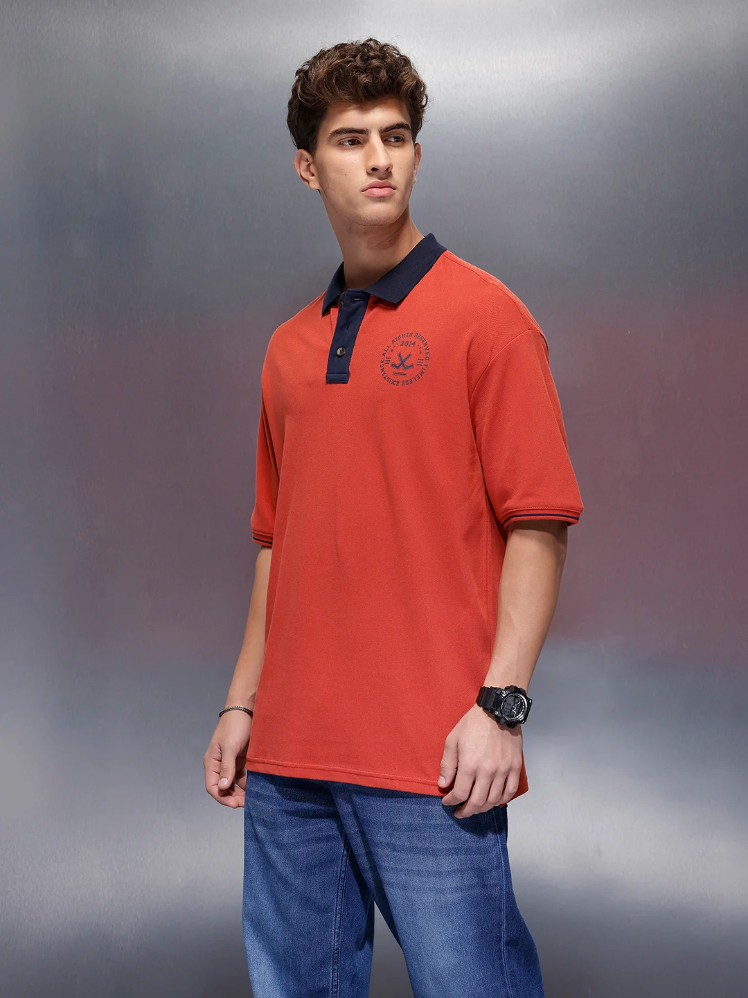Classic Oversized Polo T-Shirt  | Rust - Image 4