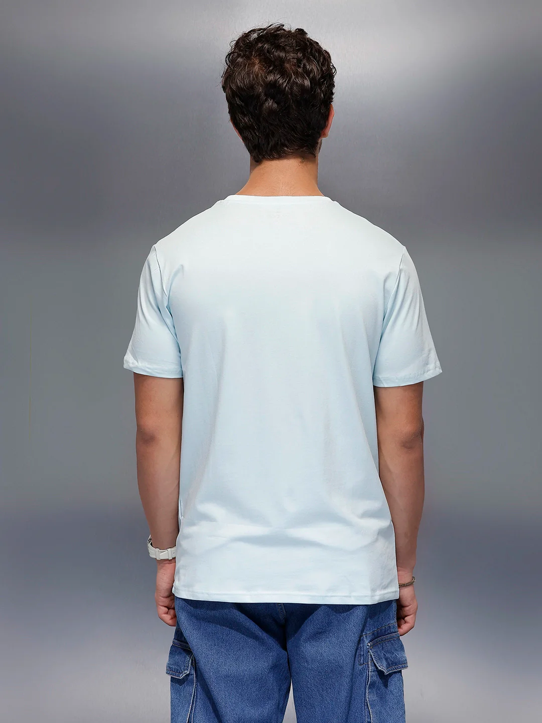 Classic Placement Printed T-Shirt   |  Light Blue - Image 3