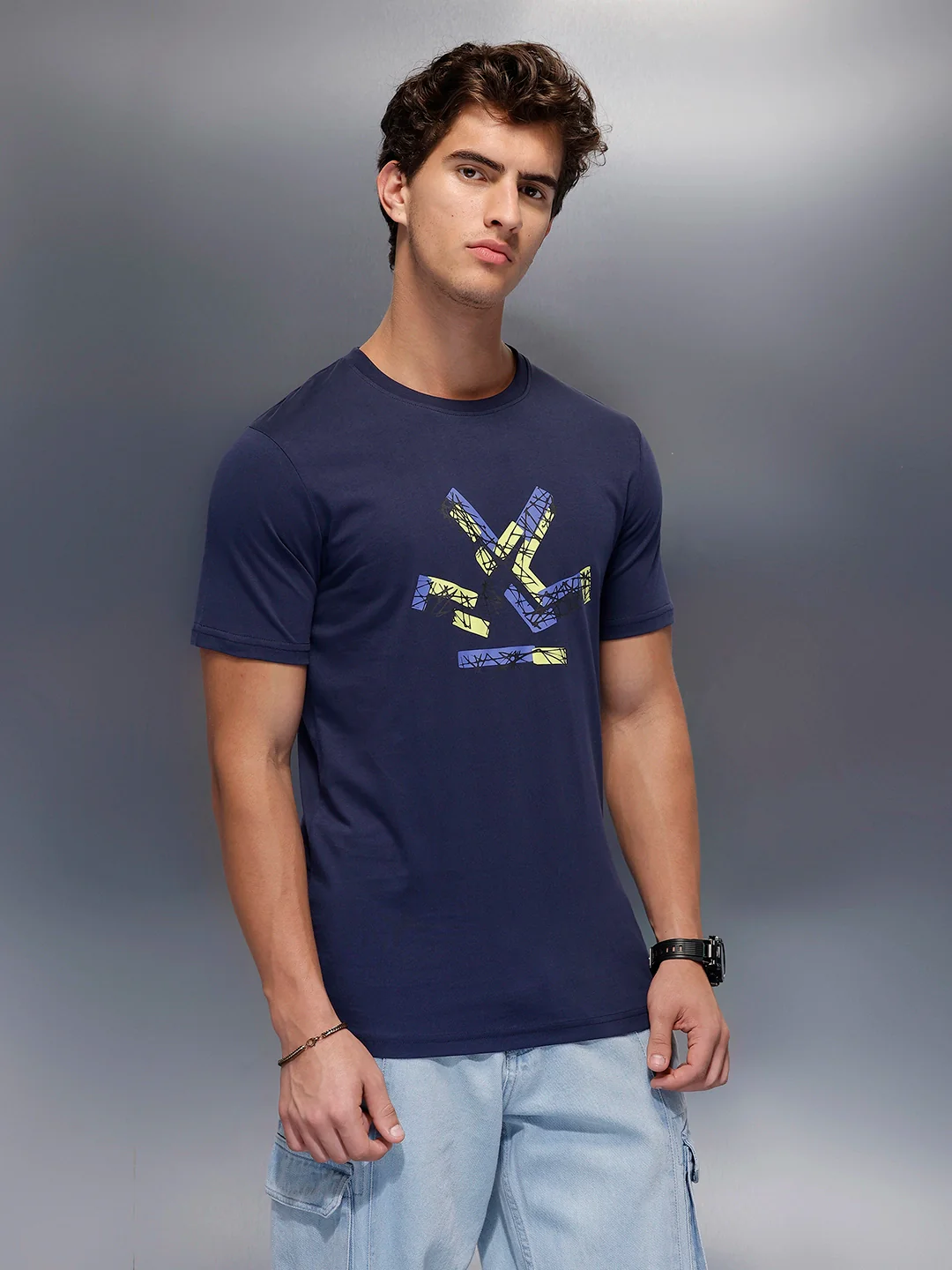 Classic Placement Printed T-Shirt   |  Navy Blue - Image 4