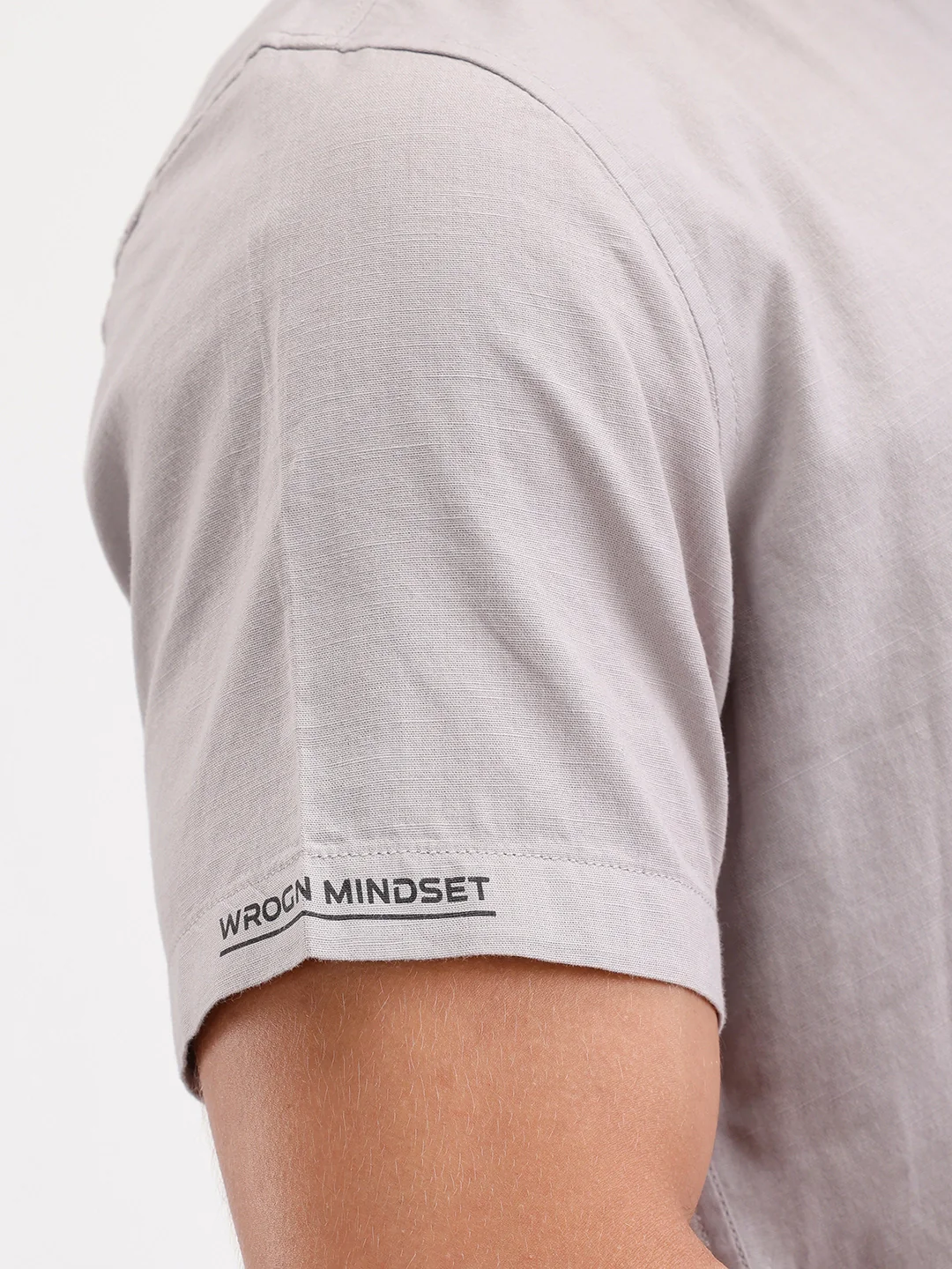 Classic Regular Fit Mandrin Collar Shirt | Grey - Image 6