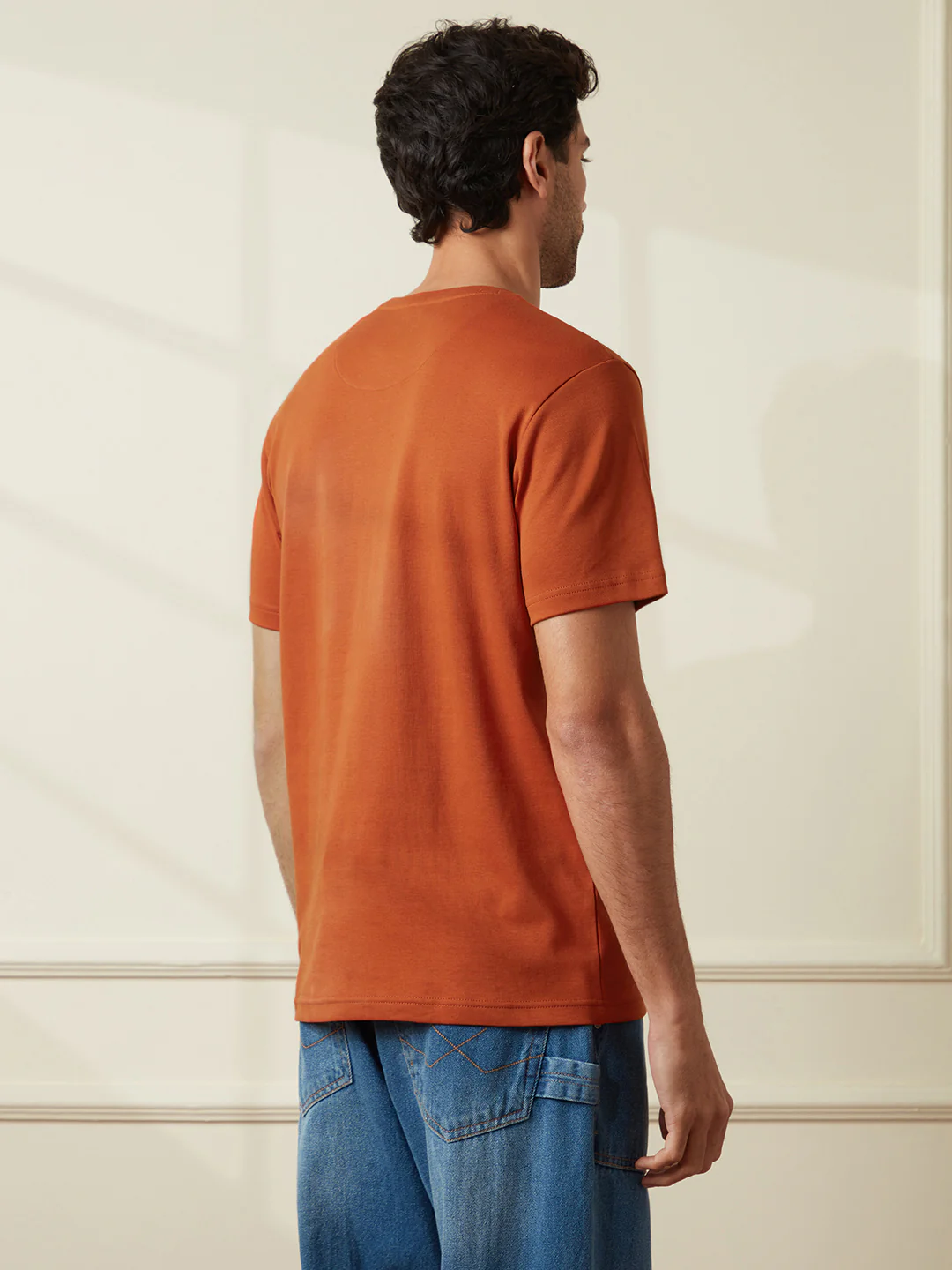Embroidered Slim Fit T-Shirt | Rust - Image 3