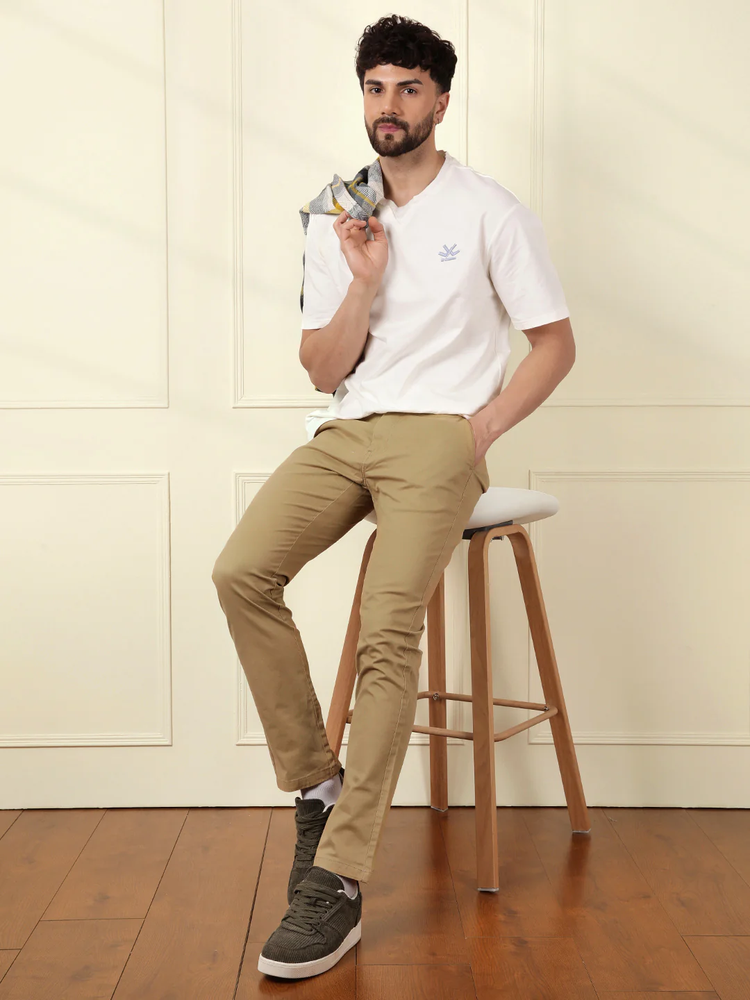Soft Cotton Blend Chino Trouser | Khaki - Image 2