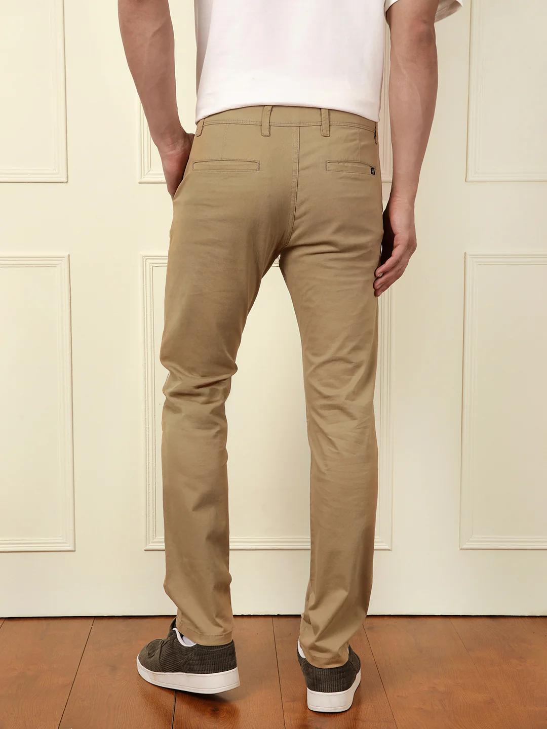 Soft Cotton Blend Chino Trouser | Khaki - Image 3