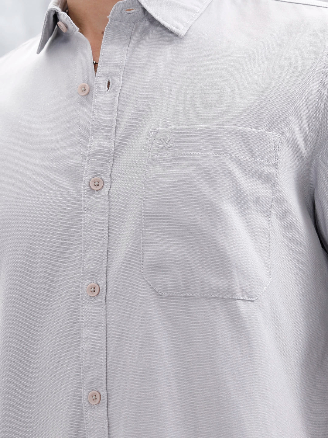 Classic Solid Slim Fit Casual Shirt | Grey - Image 5