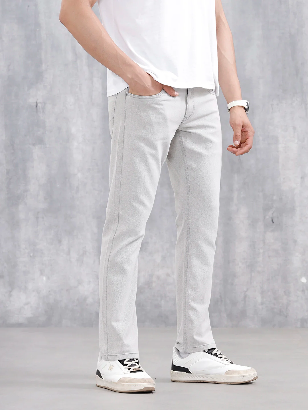 Classic Straight Fit Casual Jeans | Grey - Image 4