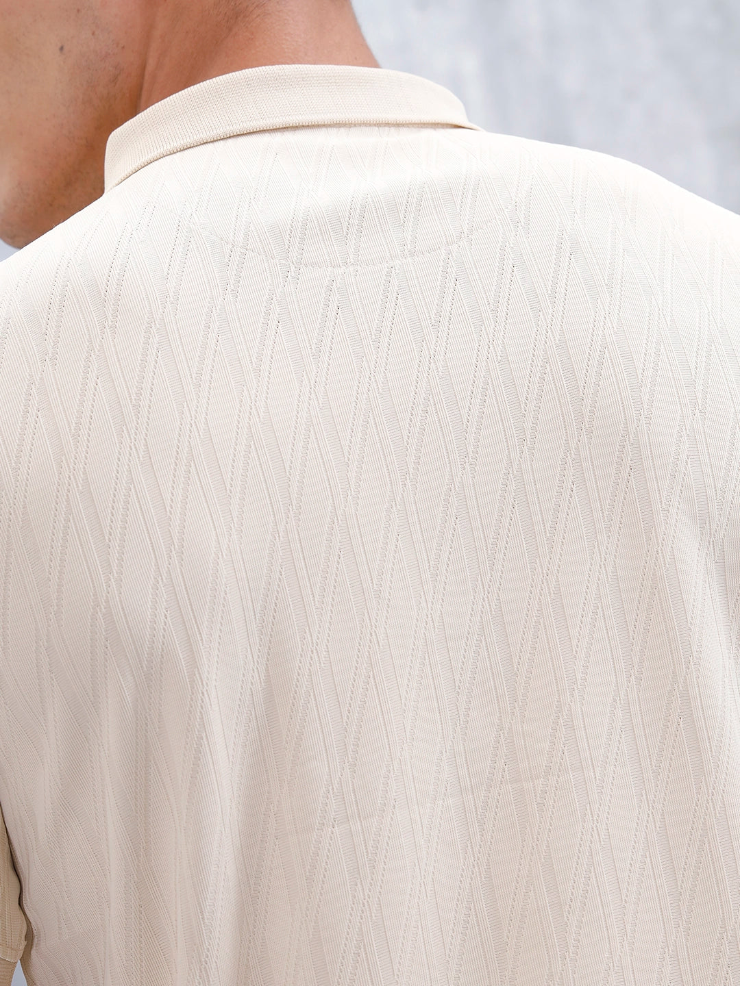 Classic Textured Men's Polo Tshirt | Beige - Image 5