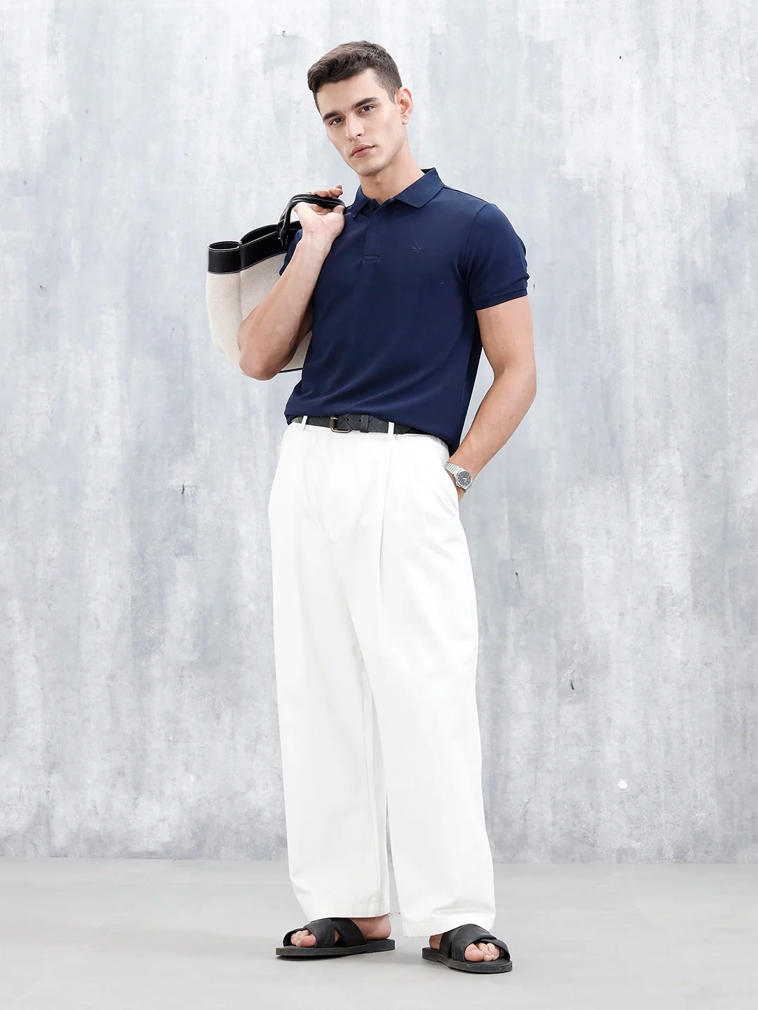 Classic Textured Men's Polo Tshirt | Blue - Image 2