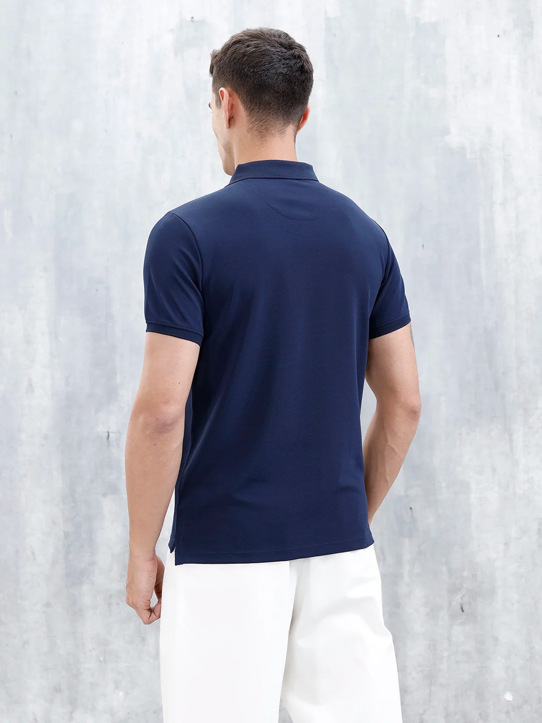 Classic Textured Men's Polo Tshirt | Blue - Image 3