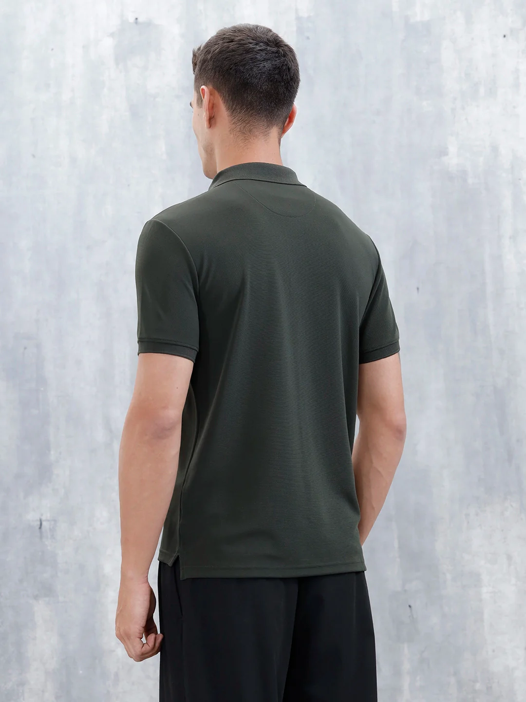 Classic Textured Men's Polo T-shirt | Green - Image 3