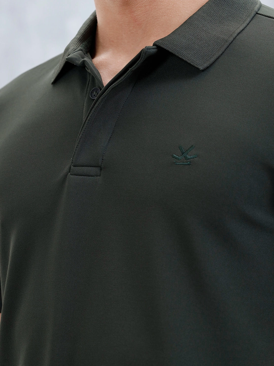 Classic Textured Men's Polo T-shirt | Green - Image 5