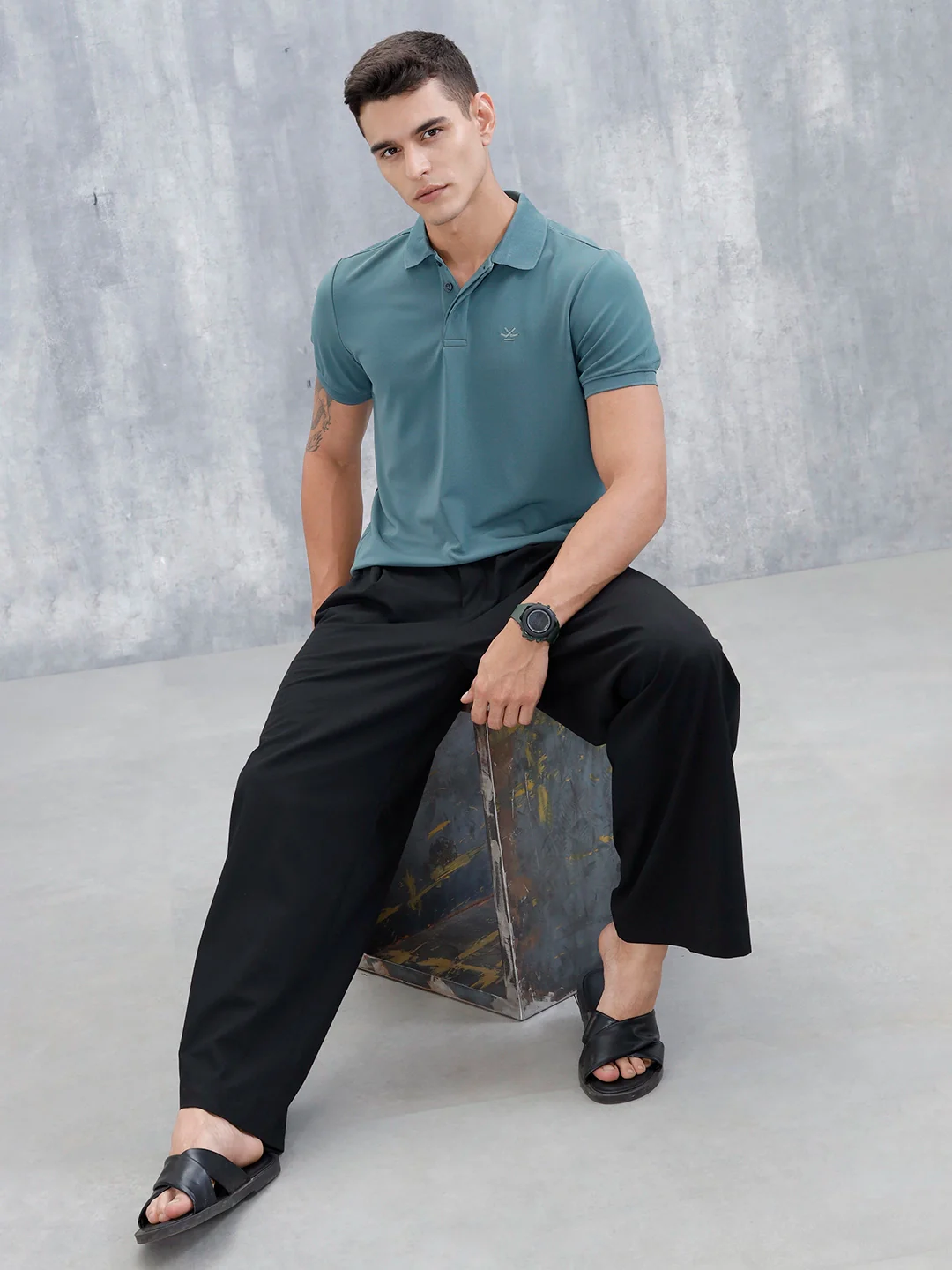 Classic Textured Men's Polo Tshirt | Green - Image 2