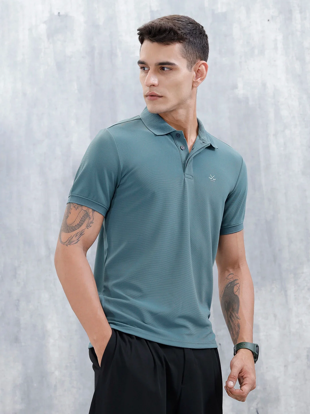 Classic Textured Men's Polo Tshirt | Green - Image 4