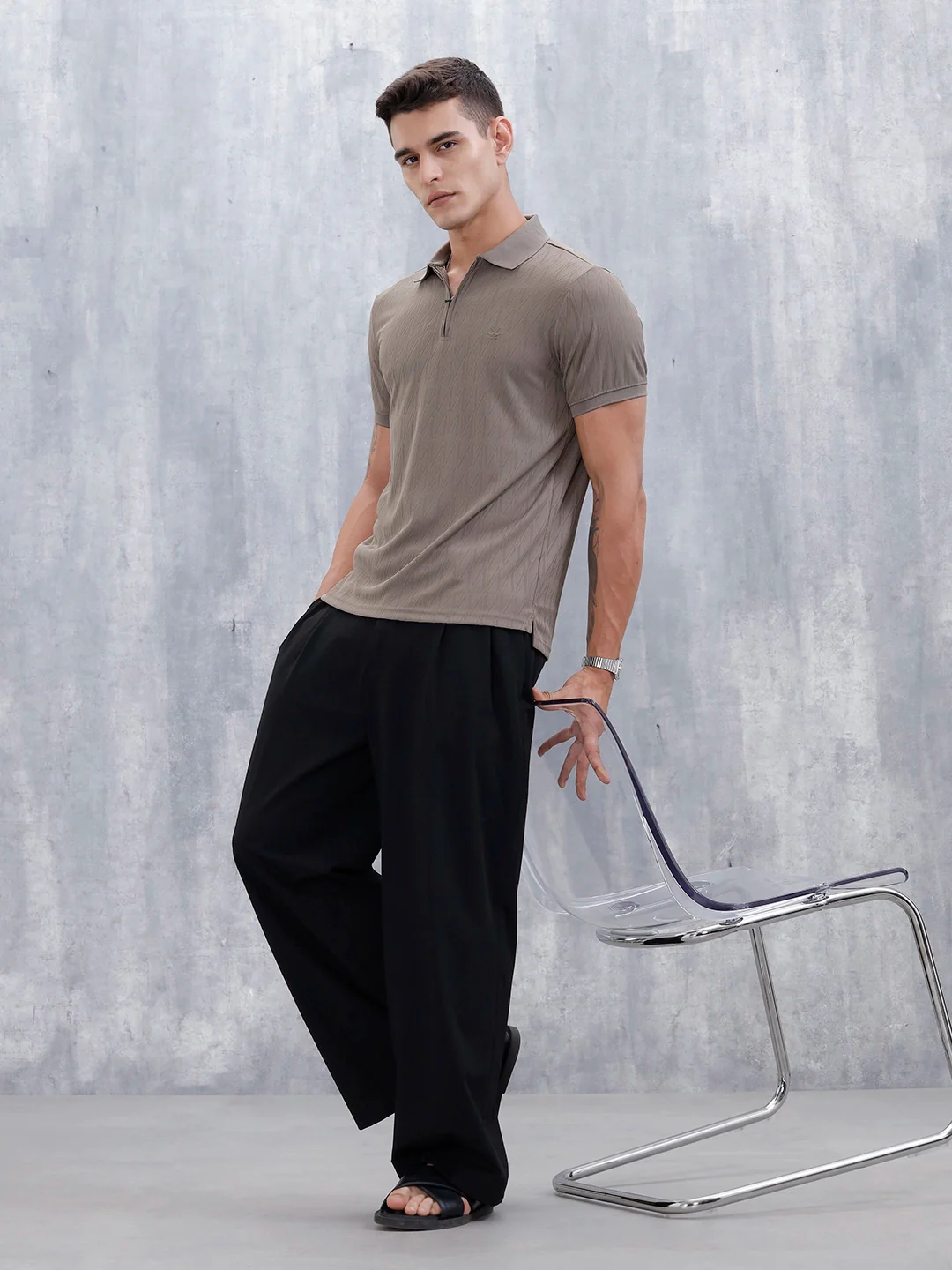 Classic Textured Men's Polo Tshirt | Grey - Image 2