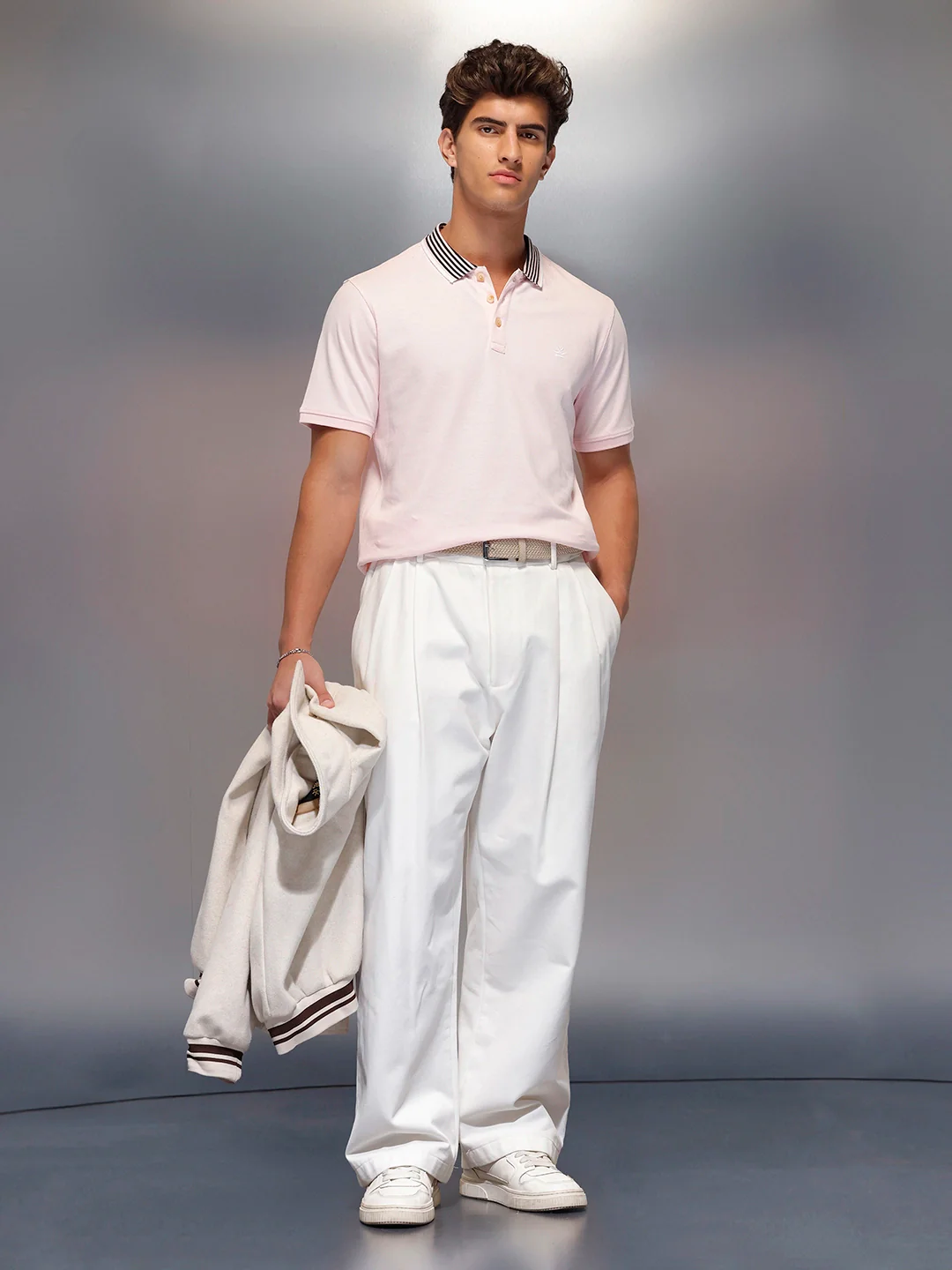 Classic Tipping Collar Polo T-Shirt   |  Pink - Image 2