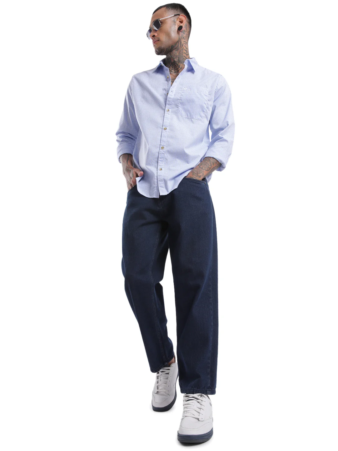 Classic White & Blue Checkered Shirt - Image 2