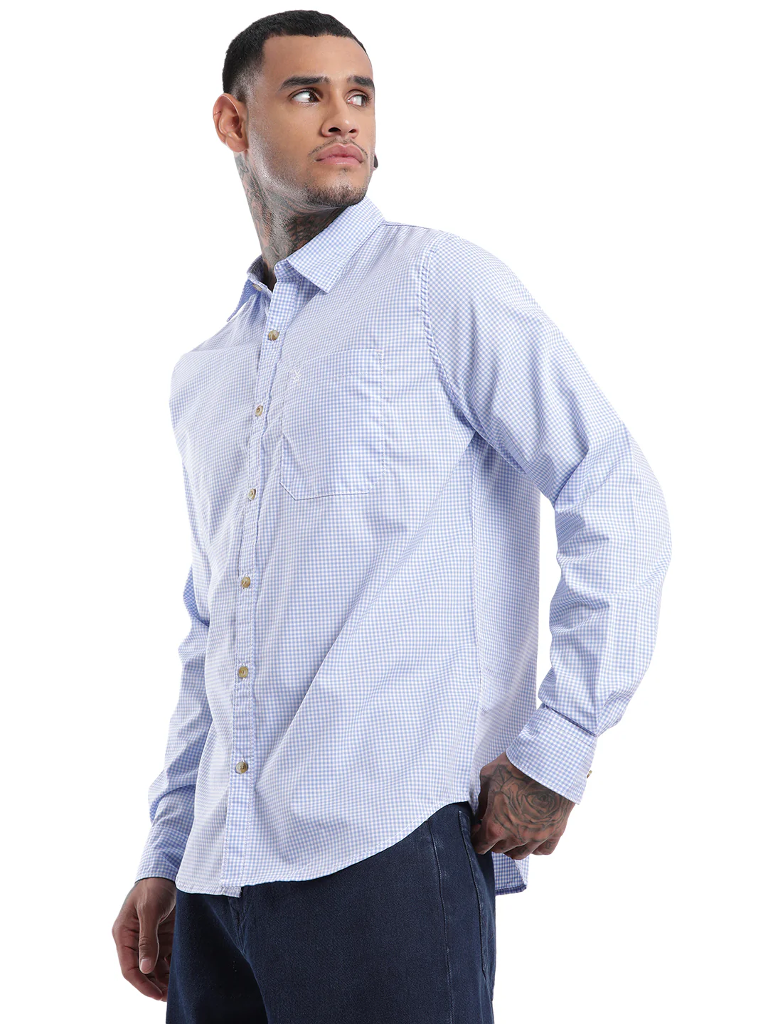 Classic White & Blue Checkered Shirt - Image 4