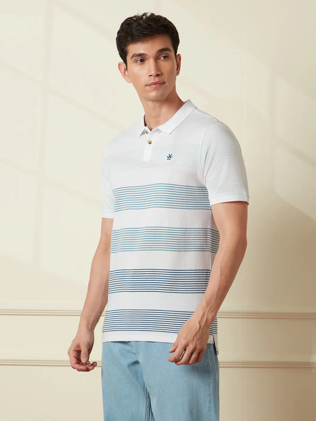 Yarn Dyed Ombre Polo T-Shirt | Navy Blue - Image 4