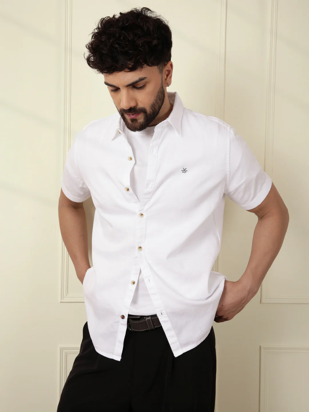 Textured Short Sleeve Shirt | White - Image 2