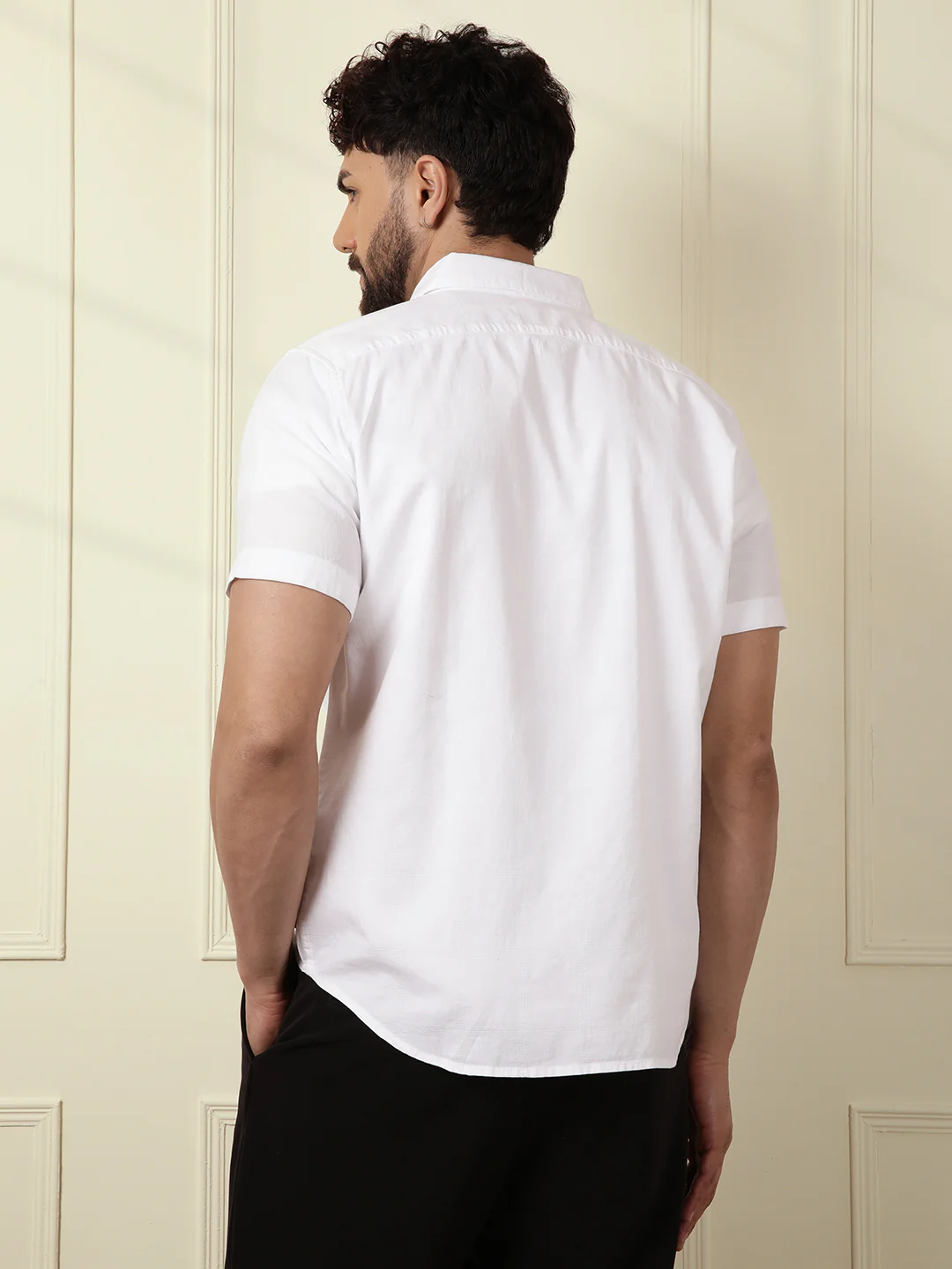 Textured Short Sleeve Shirt | White - Image 4