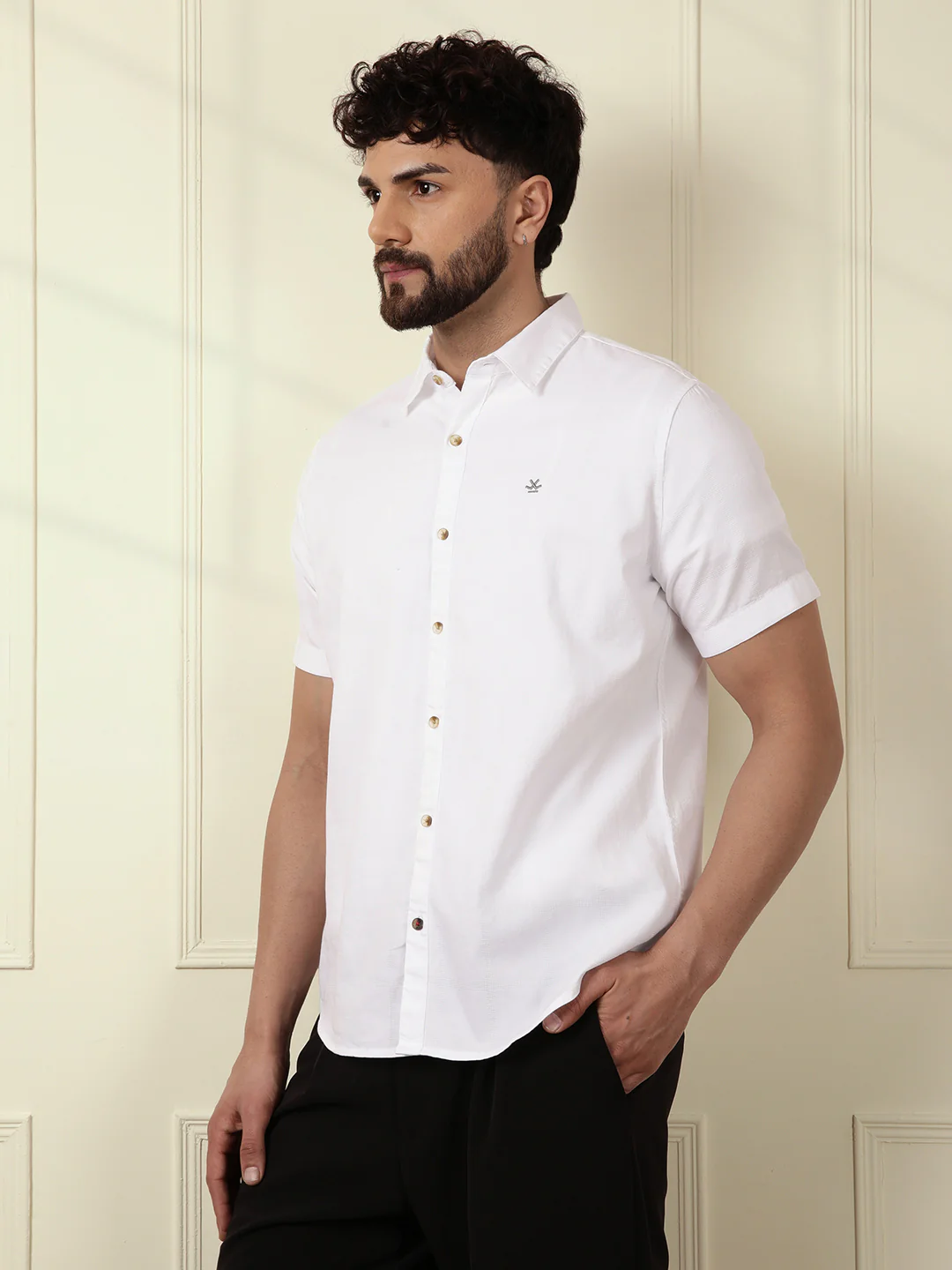 Textured Short Sleeve Shirt | White - Image 5
