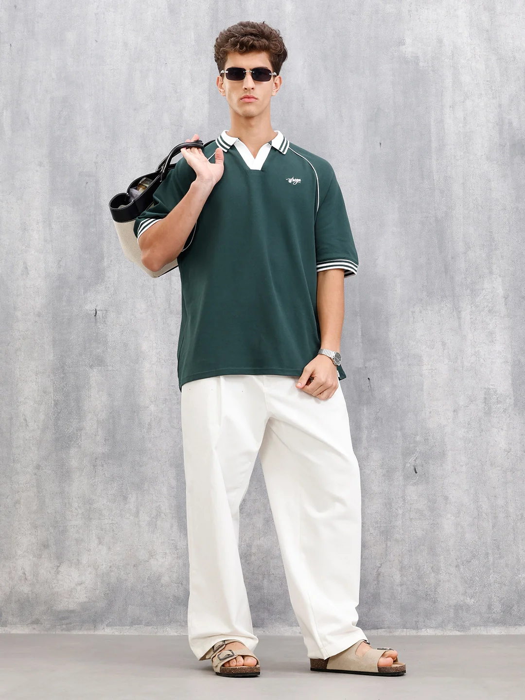 Club-Inspired Retro Johnny Collar T-Shirt | Green - Image 2