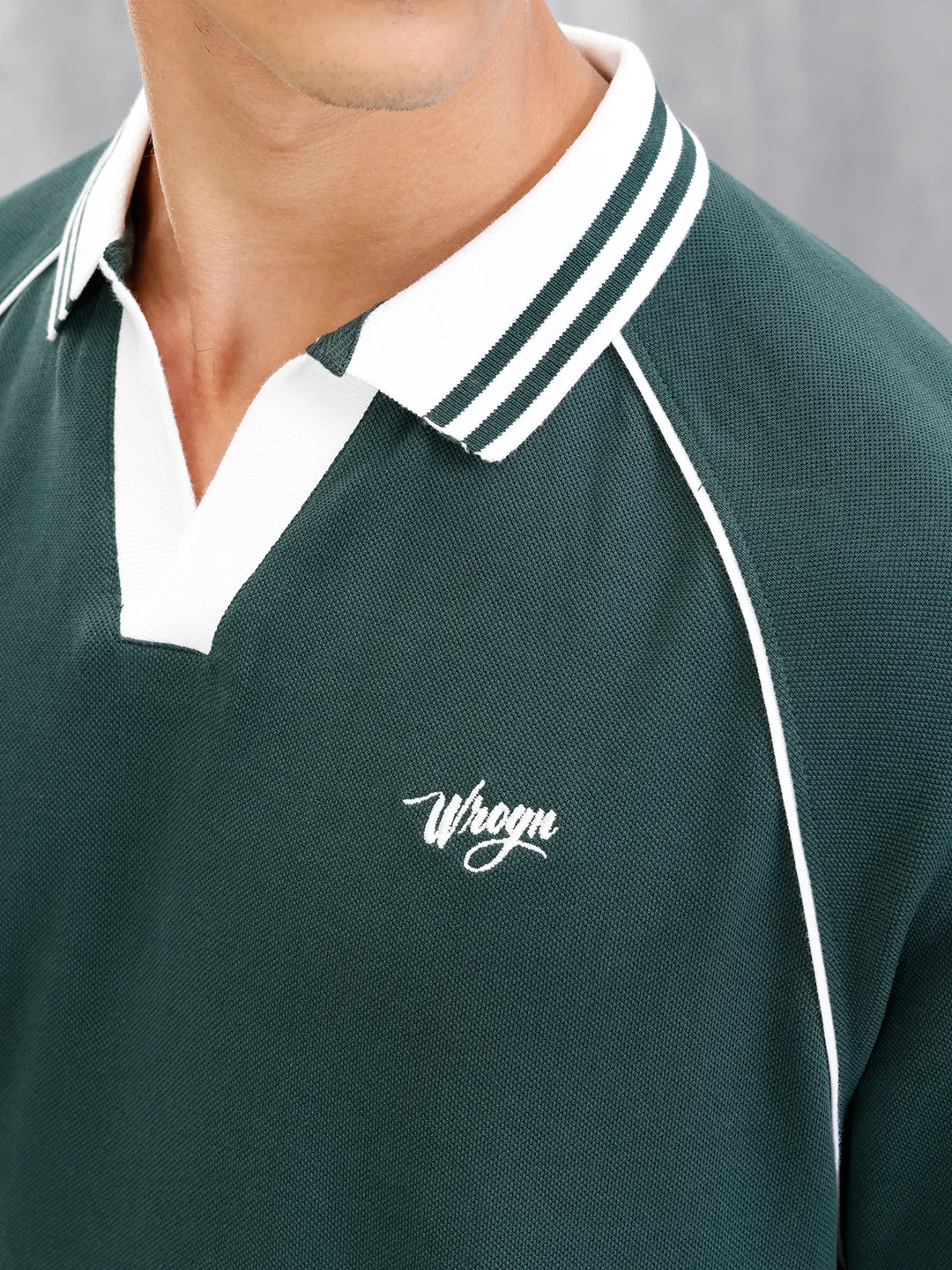 Club-Inspired Retro Johnny Collar T-Shirt | Green - Image 6