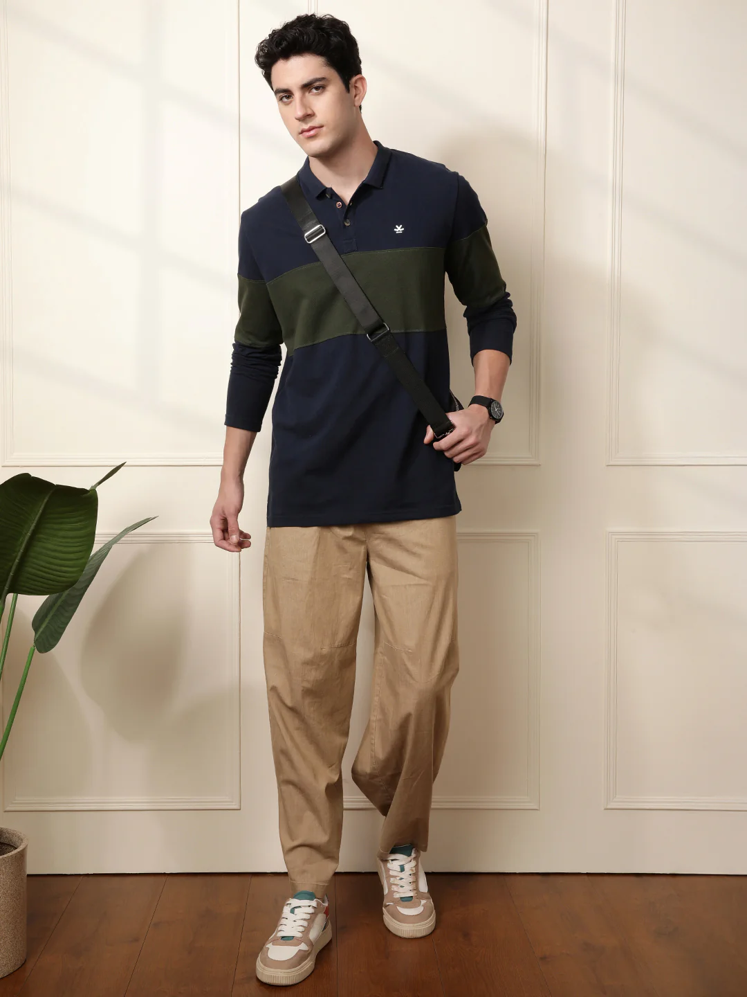 Colour Blocked Navy Blue Polo T-Shirt - Image 2