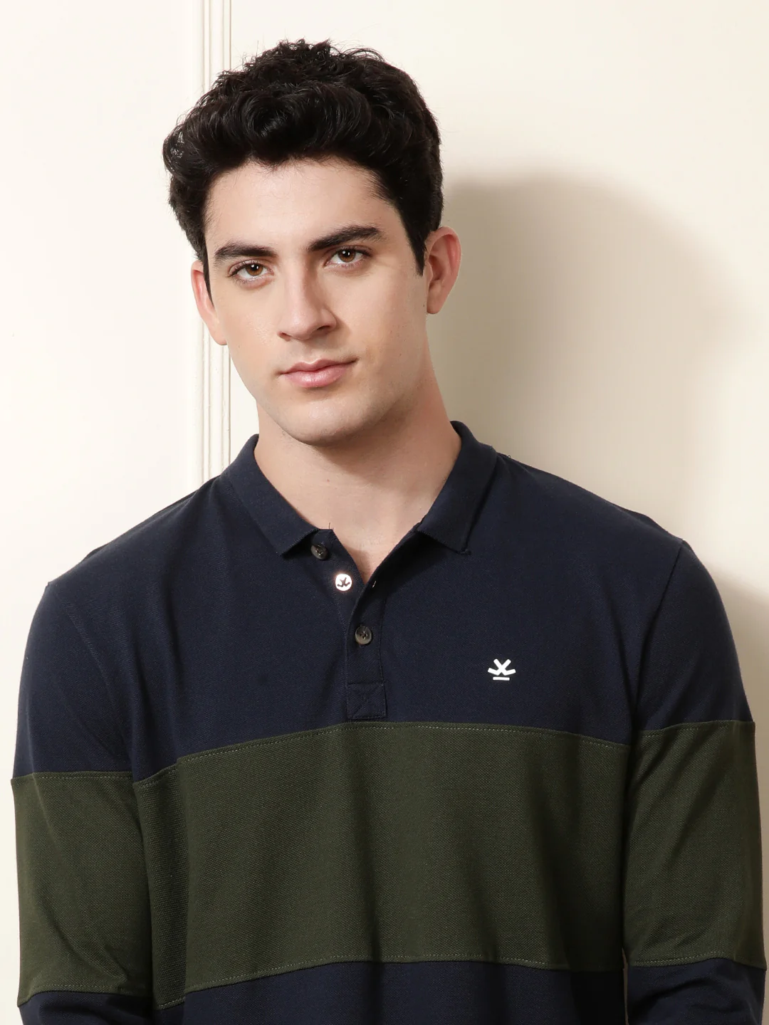 Colour Blocked Navy Blue Polo T-Shirt - Image 5
