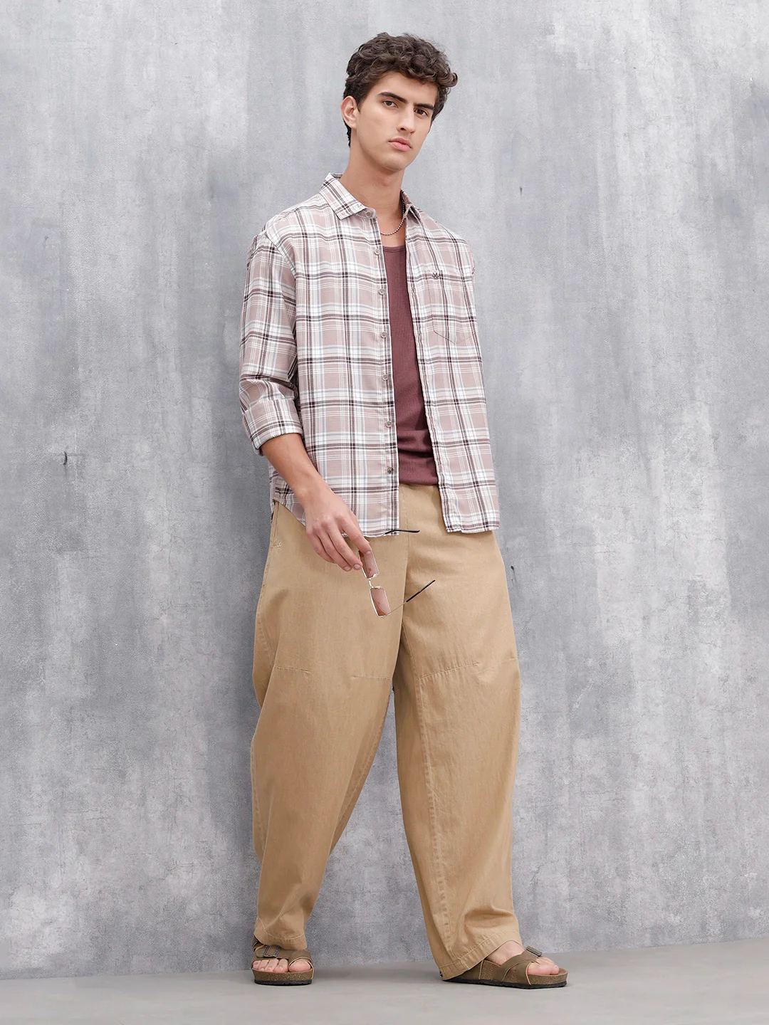 Comfort Fit Checkered Casual Shirt For Men | Peach - Image 2