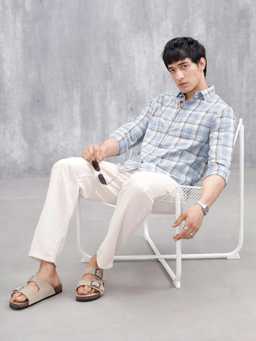 Comfort Fit Checkered Pattern Casual Shirt | Blue - Image 2