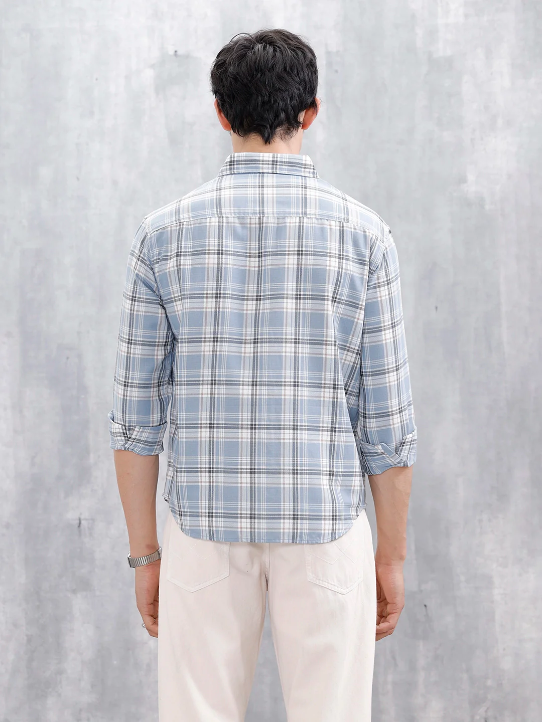 Comfort Fit Checkered Pattern Casual Shirt | Blue - Image 3