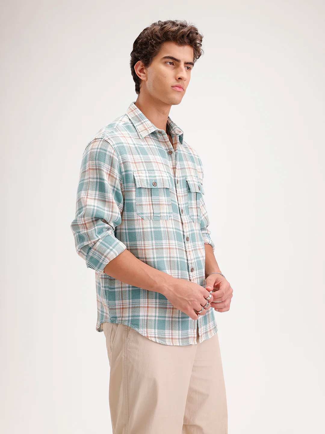 Comfort Fit Double Pocket Shirt  | Green - Image 4