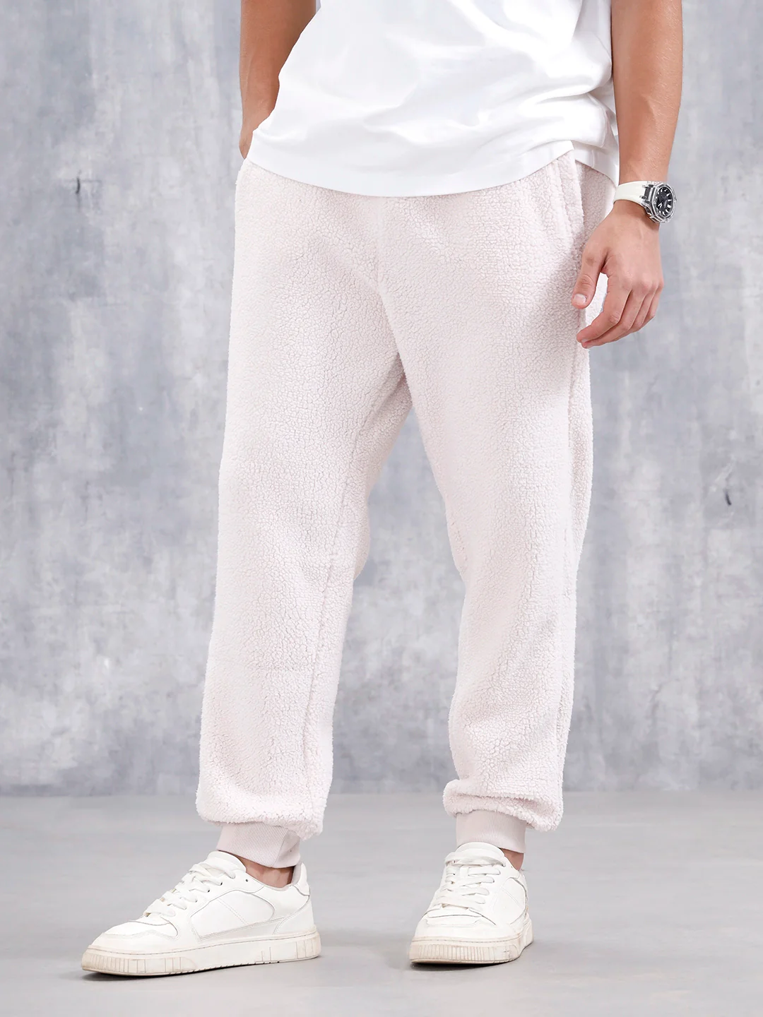 Comfort Fit Men'S Sherpa Joggers | Beige - Image 4