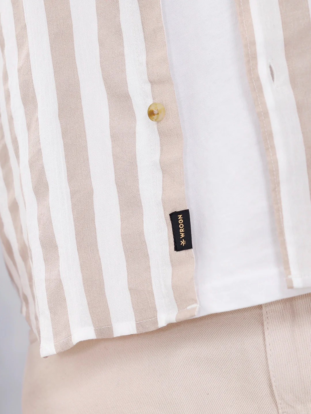 Comfort Fit Striped Casual Shirt For Men | Beige - Image 5