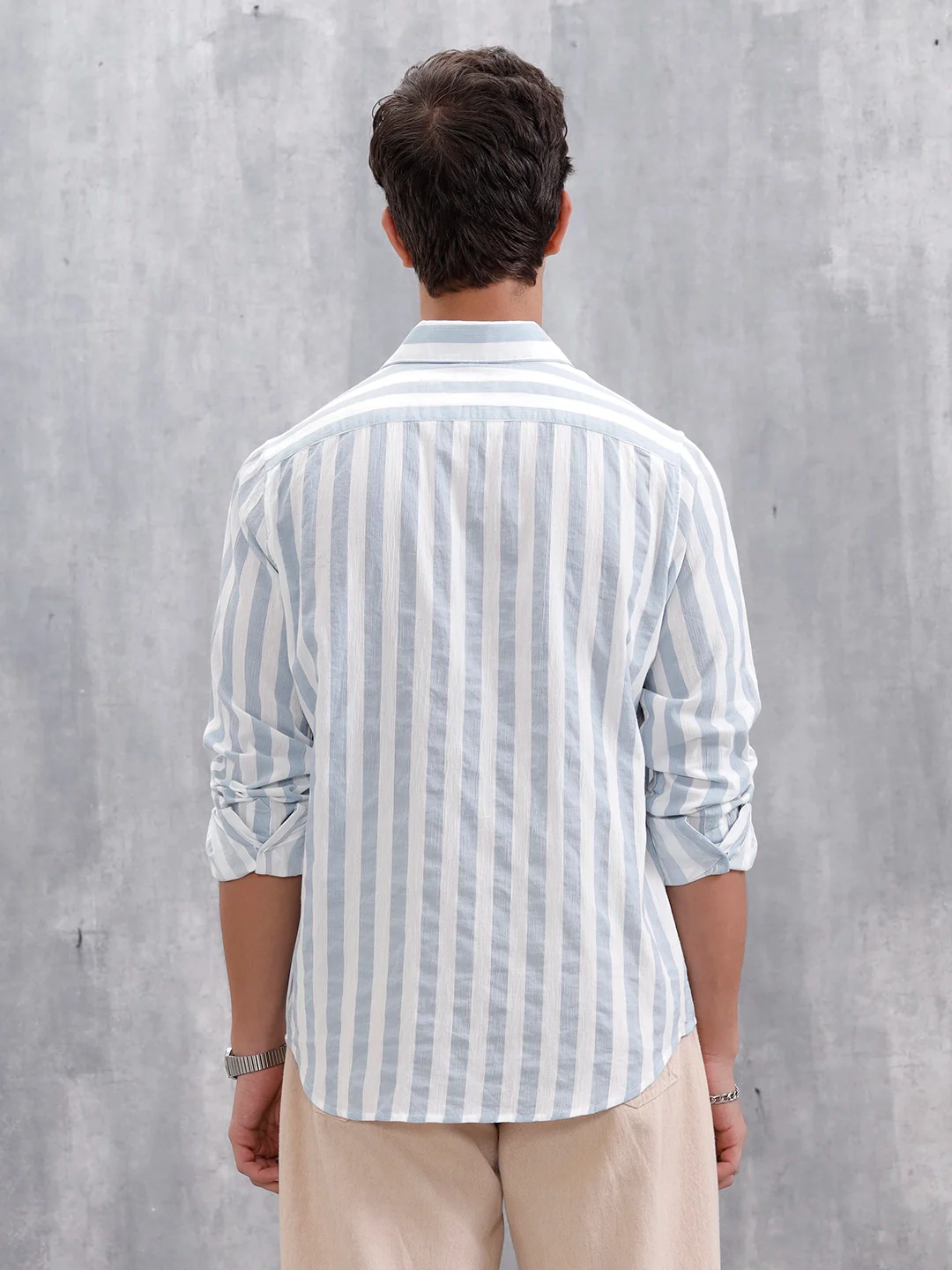 Comfort Fit Striped Casual Shirt For Men | Blue - Image 3