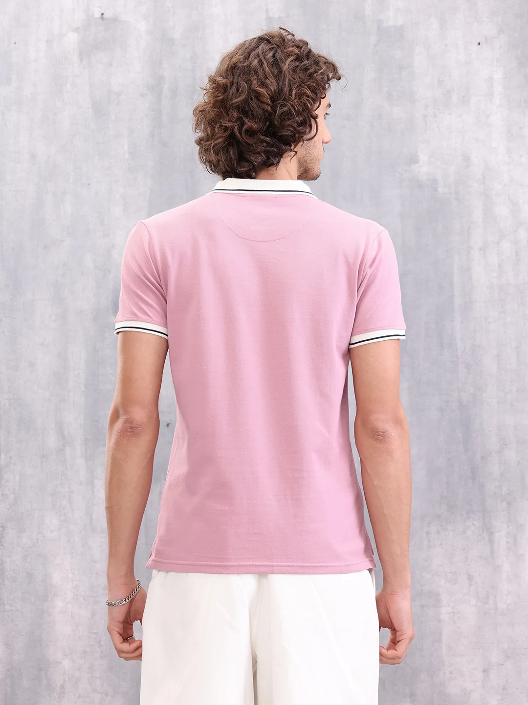 Contrast Collar Polo T-Shirt | Pink - Image 3