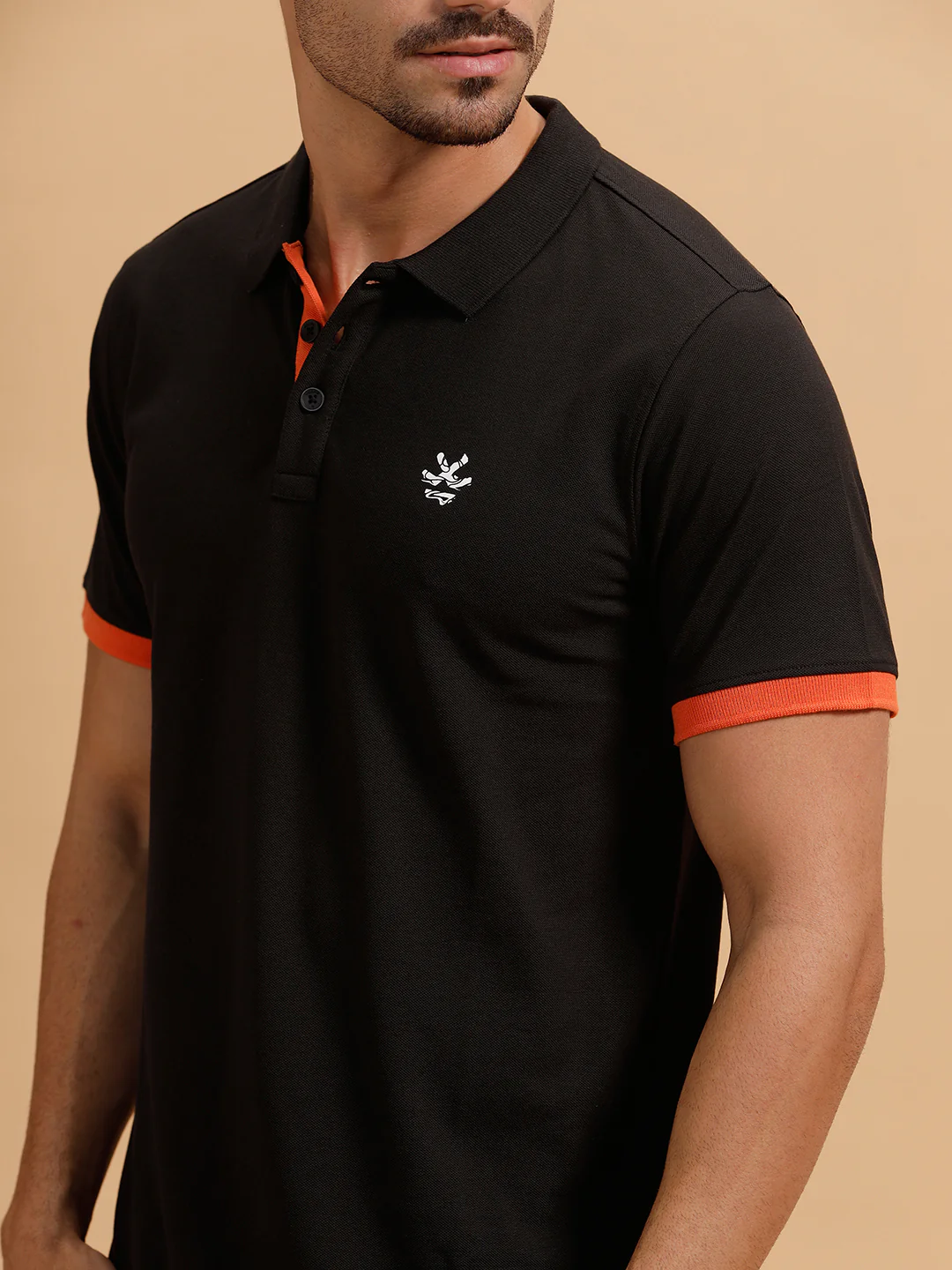 Contrast Details Slim Fit Polo T-Shirt |Black - Image 5