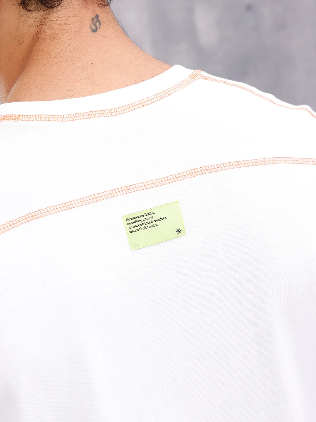 Contrast Flat Lock Detail Oversized Fit T-shirt With Print | White - Image 5