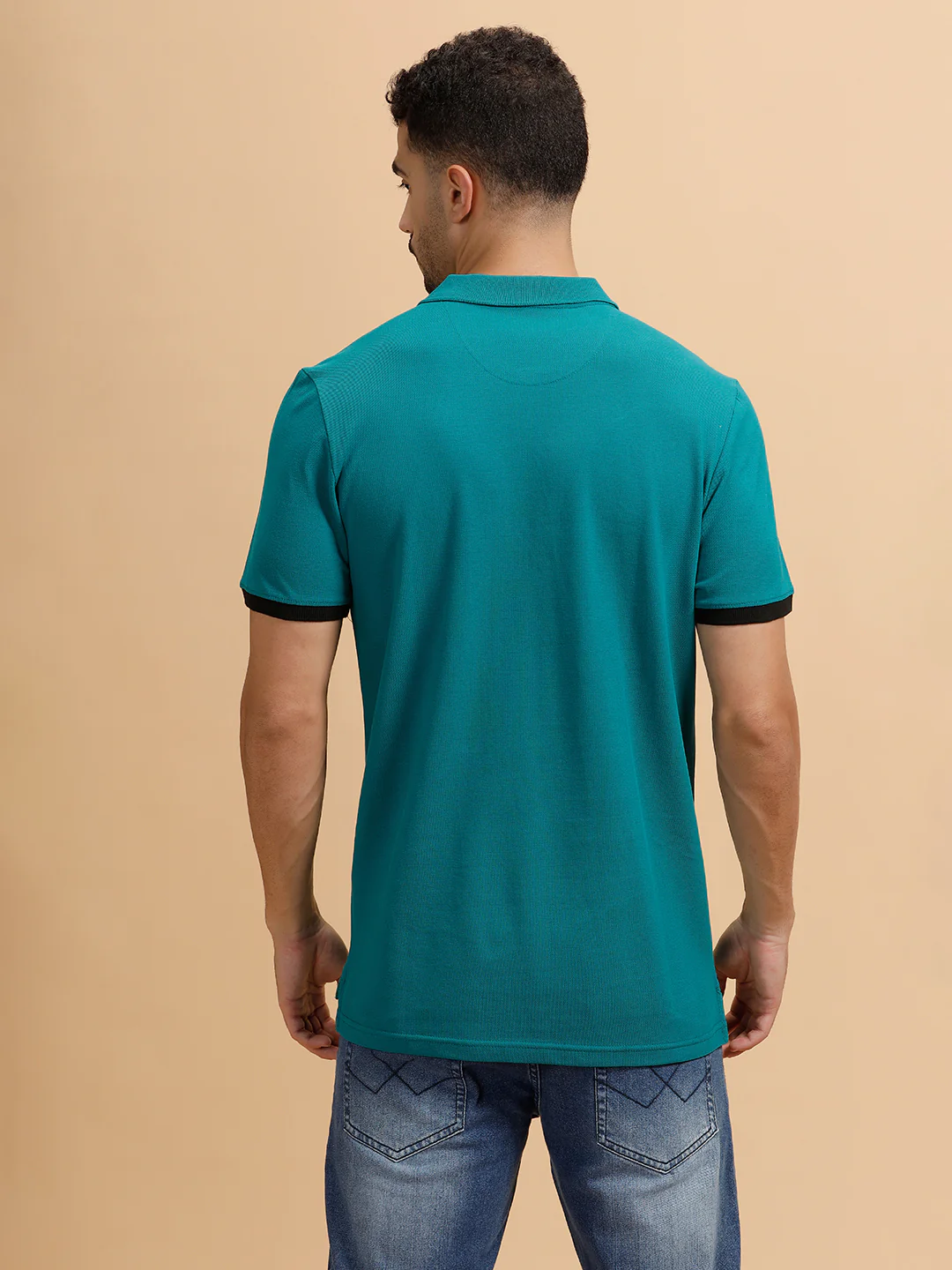 Contrast Sleeve Slim Fit T-Shirt | Teal - Image 3