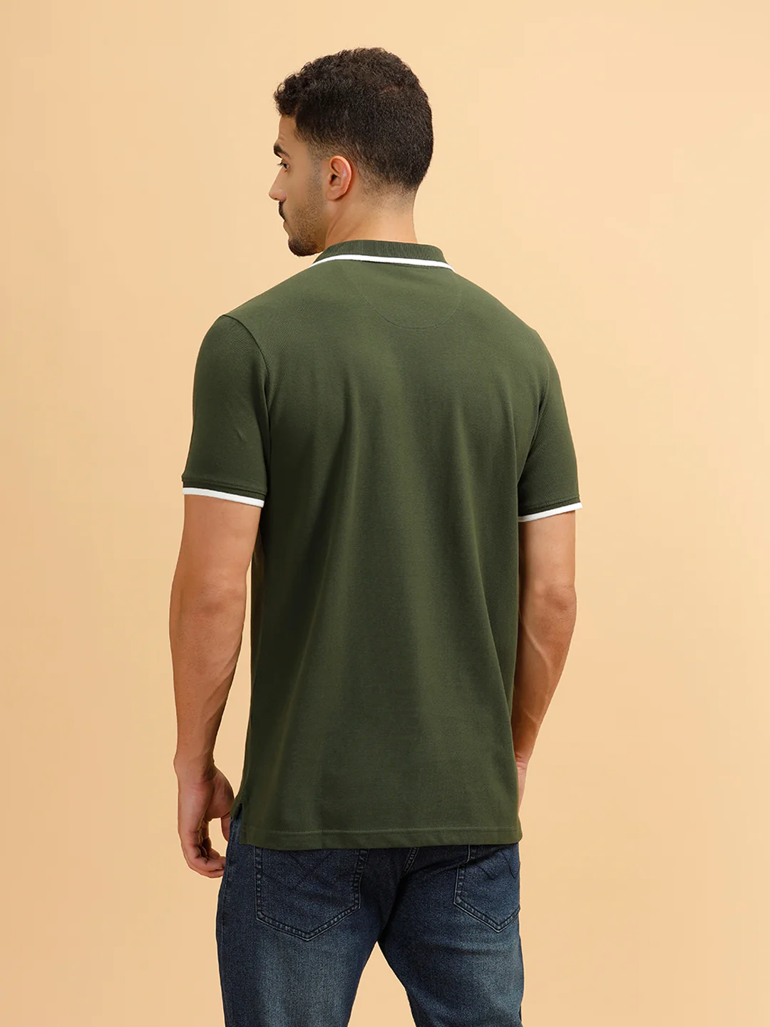 Contrast Slim Fit Polo T-shirt | Olive - Image 3