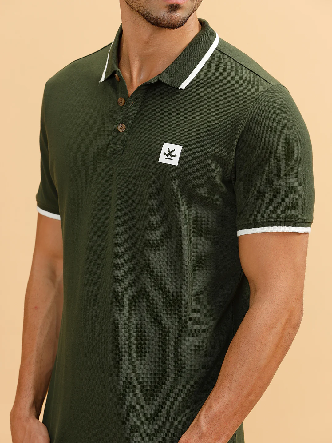 Contrast Slim Fit Polo T-shirt | Olive - Image 5