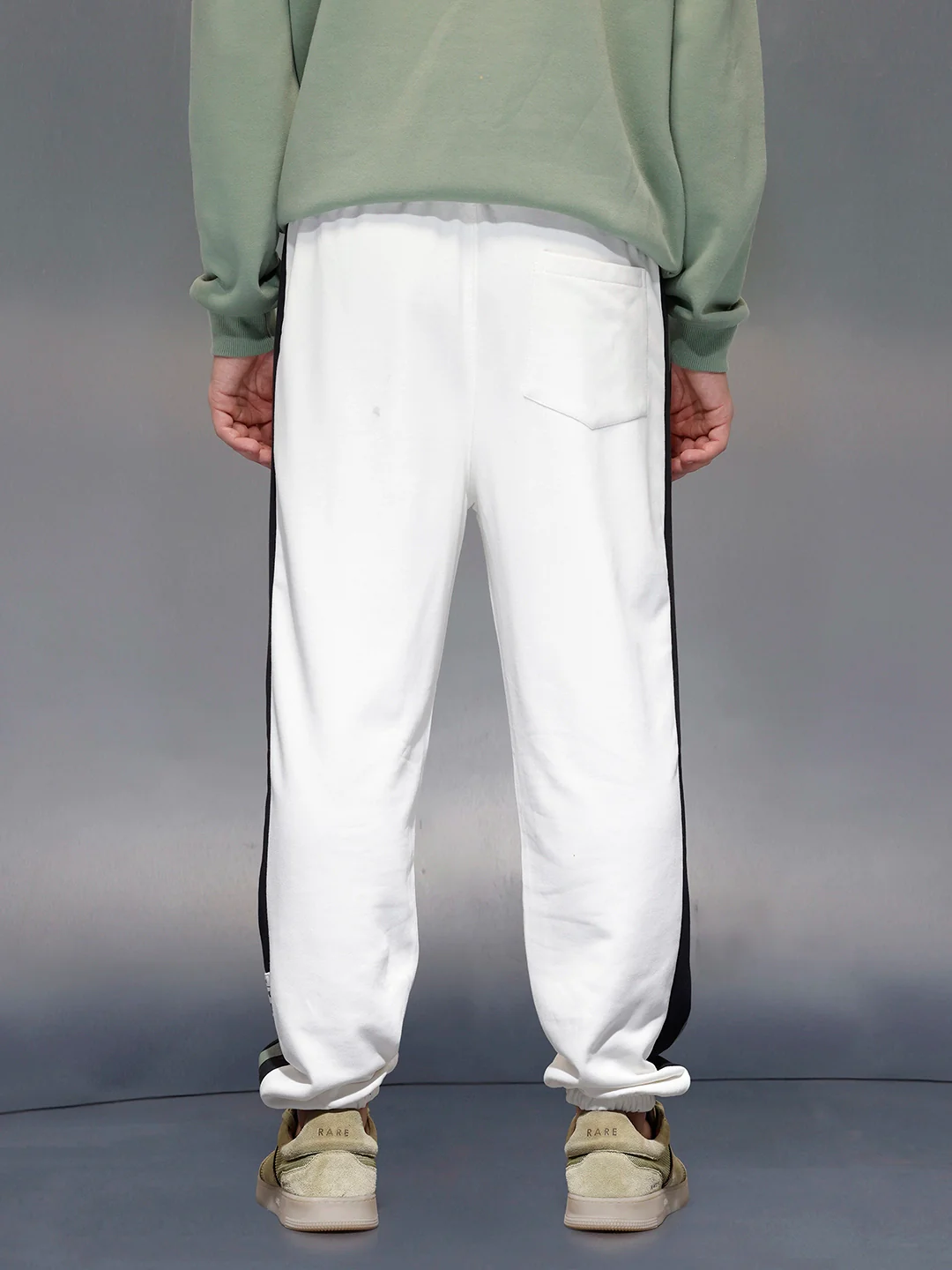 Contrast Triple-Stripe athliesure Joggers | Off White - Image 3