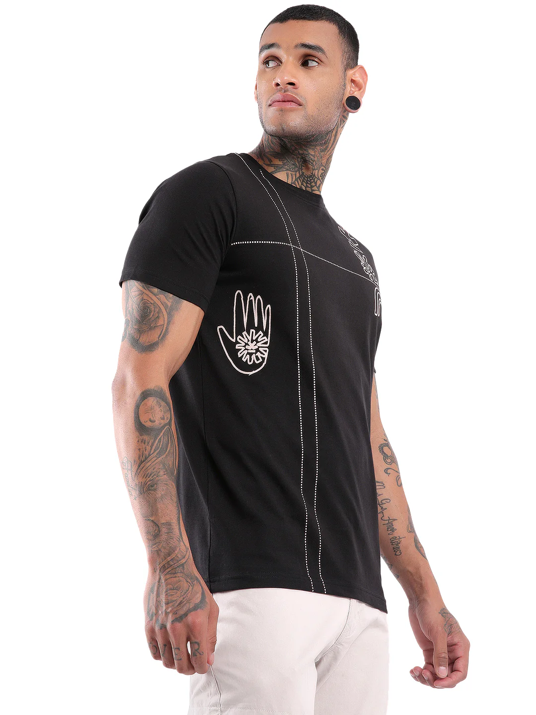Coral Black Logo Printed T-Shirt - Image 4