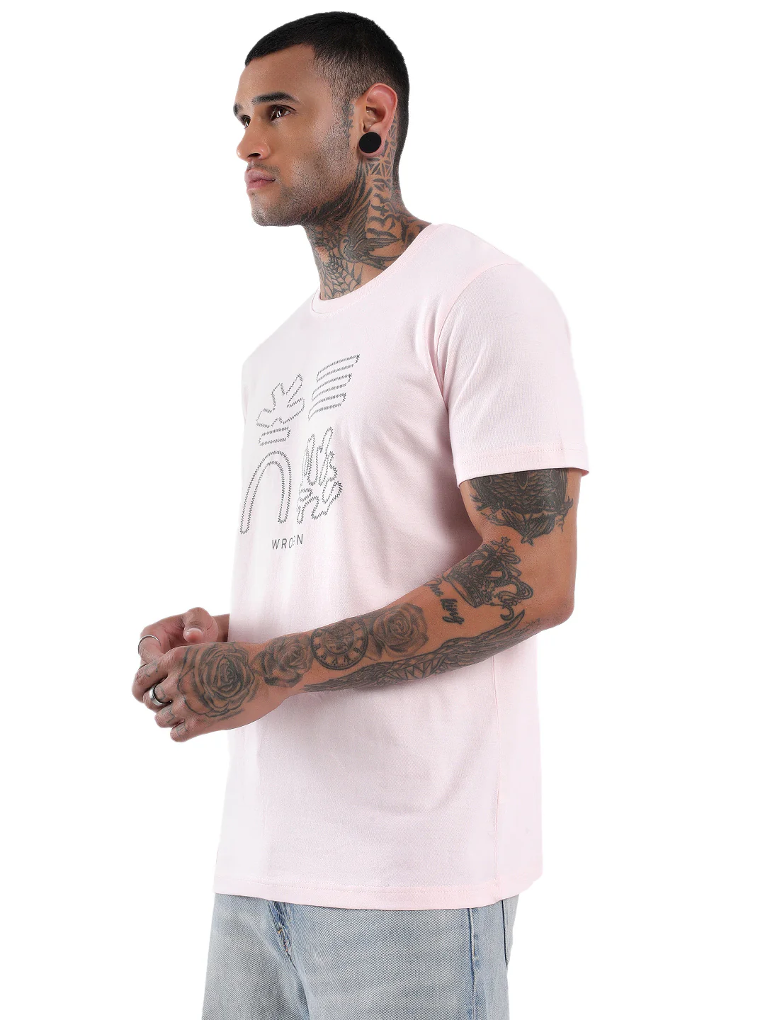 Coral Pink Logo Printed T-Shirt - Image 4