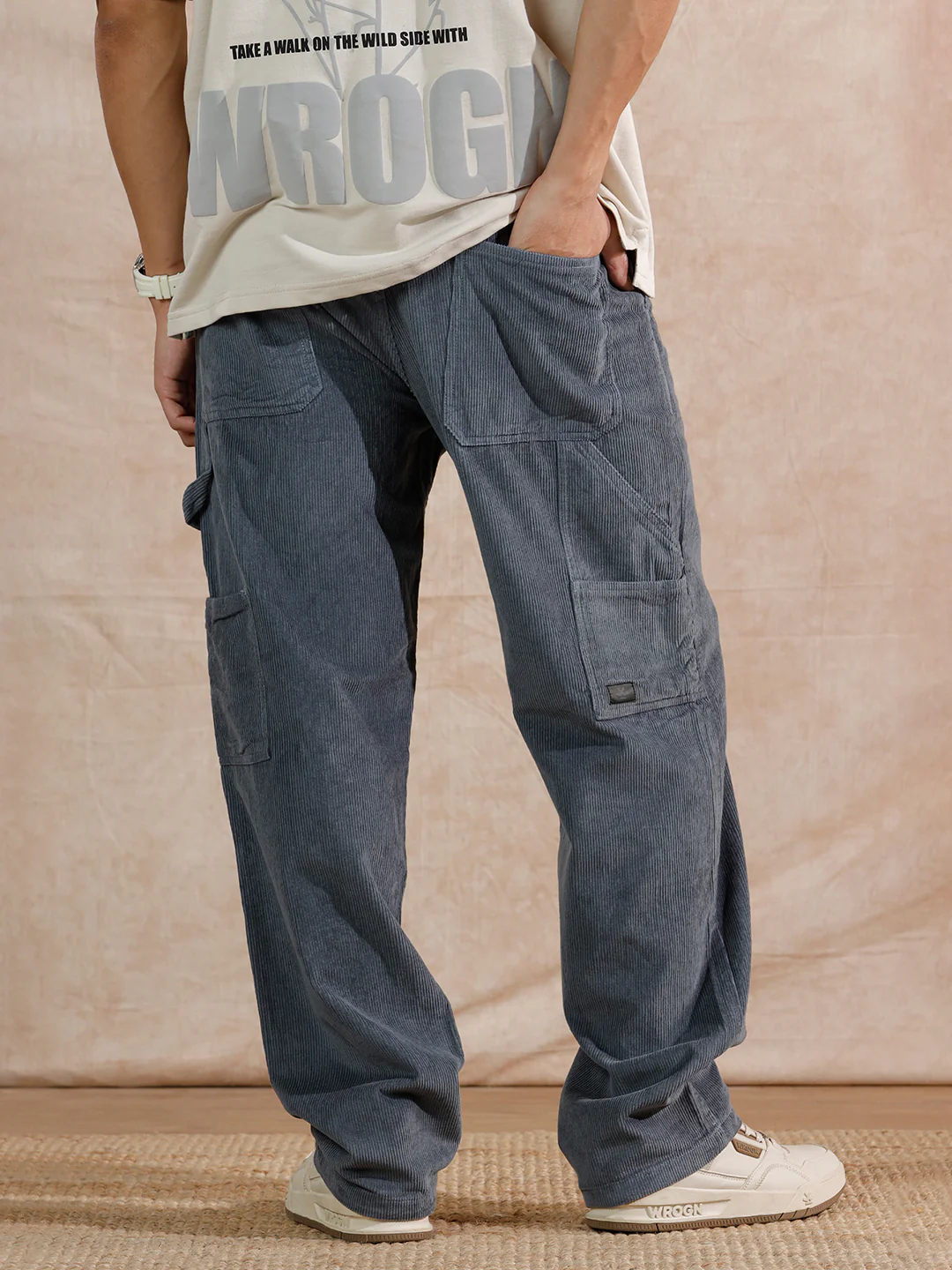 Corduroy Carpenter Loose Fit Trouser | Dark Blue - Image 3