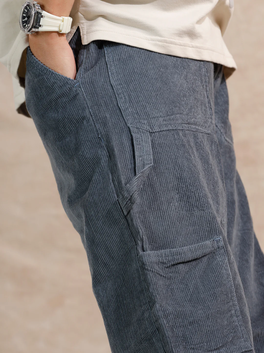 Corduroy Carpenter Loose Fit Trouser | Dark Blue - Image 5