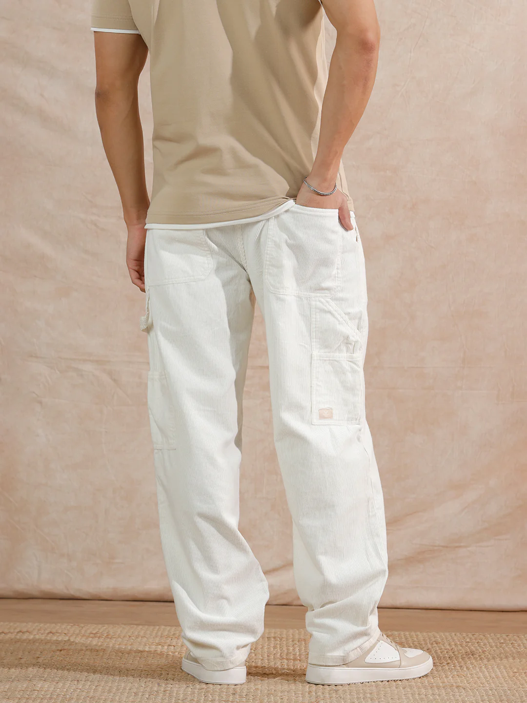 Corduroy Carpenter Loose Fit Trouser | Off White - Image 3