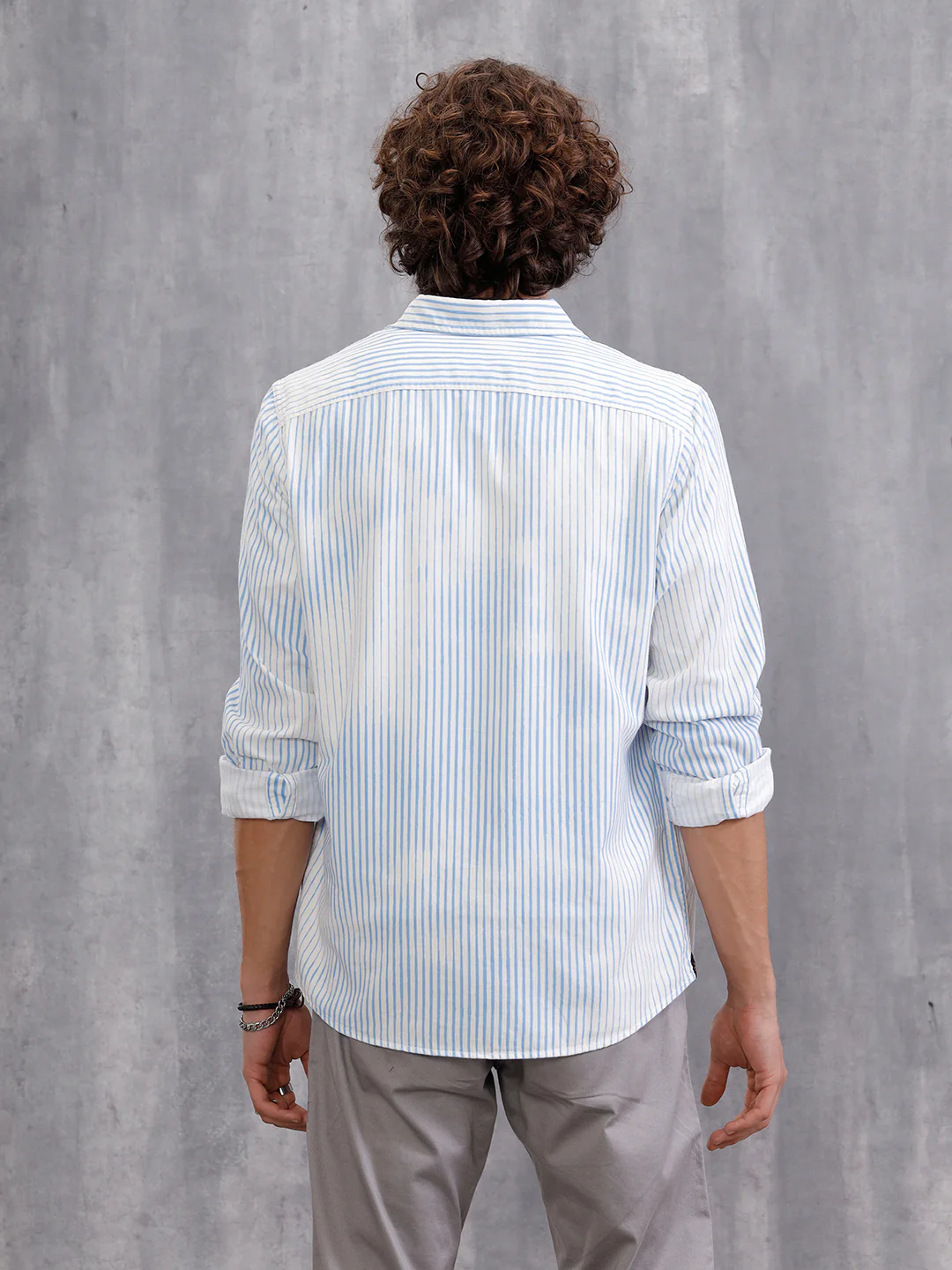 Corduroy Lenticular Stripe Print Shirt | White - Image 3